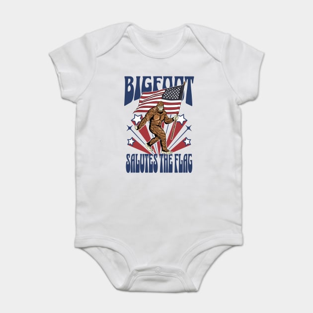 Patriotic Bigfoot Salutes the Flag 4th of July Baby Bodysuit by creative